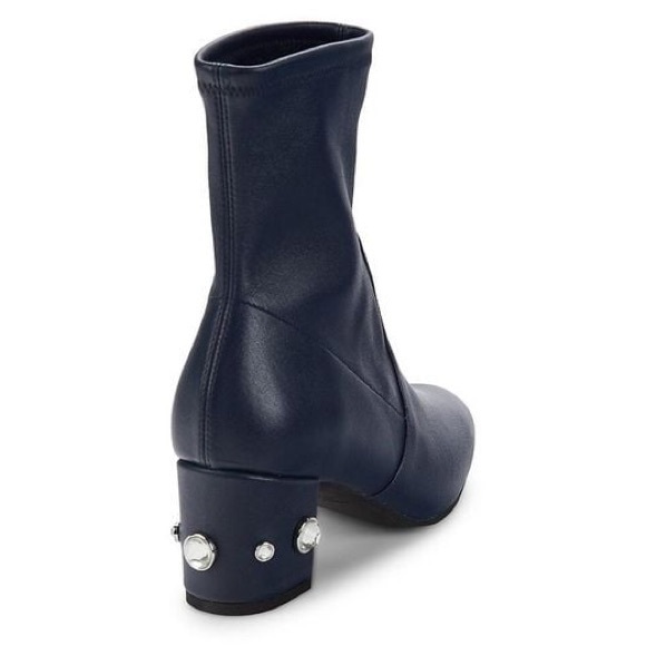 NWOT Stuart Weitzman Navy Blue Allshine Leather Sock Booties Size 8 - Picture 3 of 10